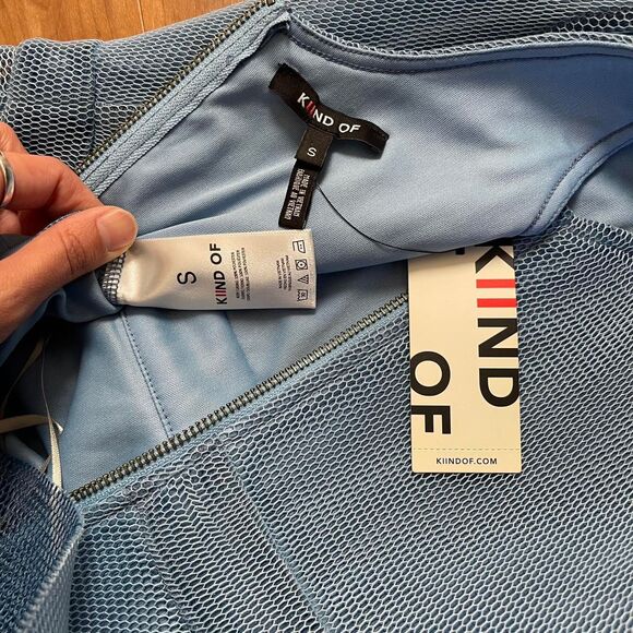 NWT KIIND OF Blue Mesh Overlay Futuristic Pannier Dress Ballerinacore‎ Size S - Picture 7 of 8